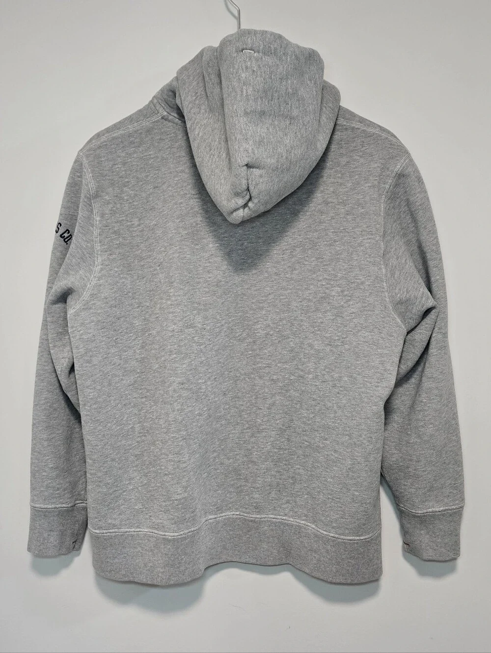 Ralph Lauren Men's Grey Chenille RL Patch Zip Fleece Hoodie Y2k